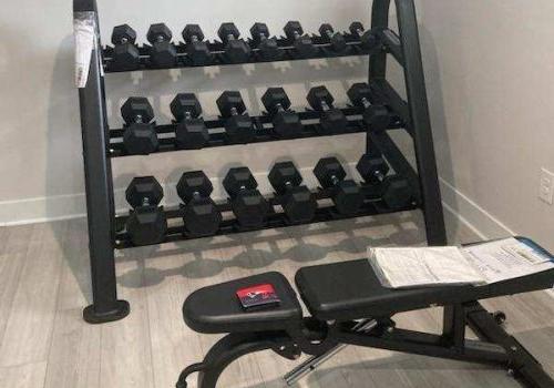 Longwood Manor Fitness Facility, weights and bench