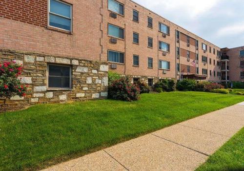 Exterior view of residential buildings at Longwood Manor apartments for rent in Philadelphia, PA