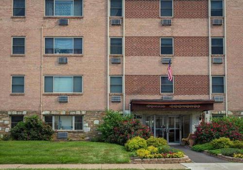 Exterior view of residential buildings at Longwood Manor apartments for rent in Philadelphia, PA