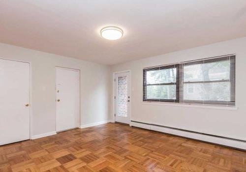 OOpen concept living and dining area with ample closet space with hardwood floors at Sedgwick Terrace